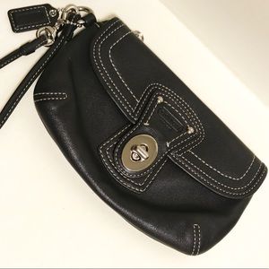 Coach Black Leather Wristlet
